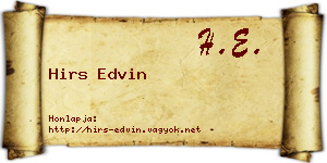 Hirs Edvin névjegykártya